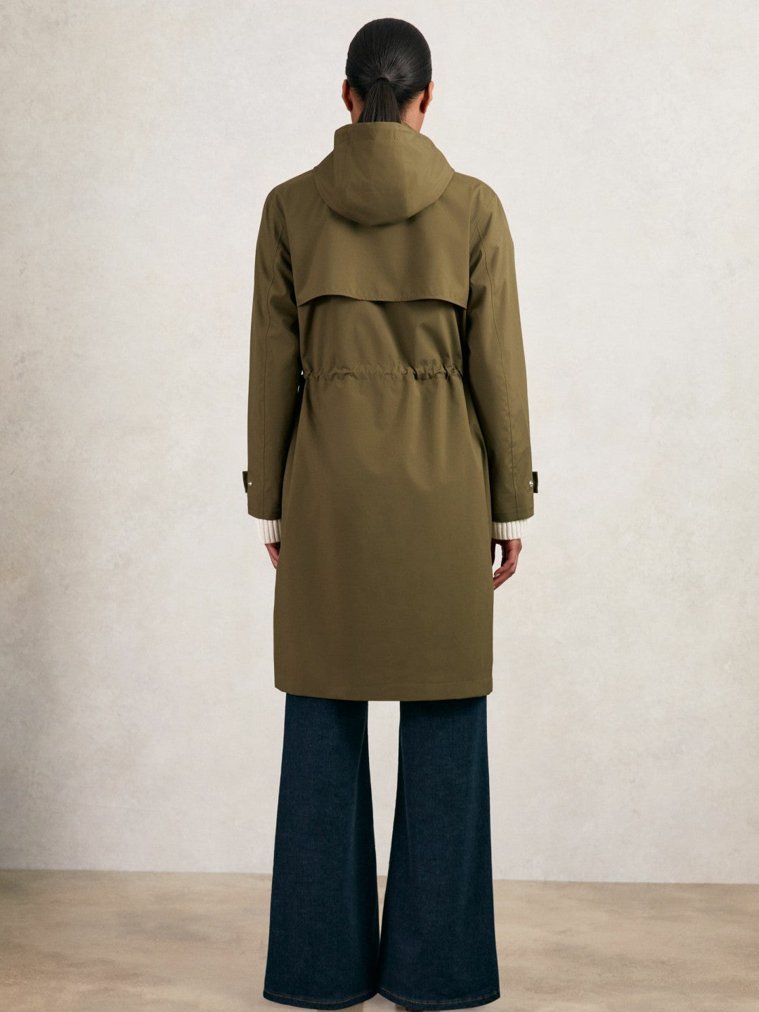 Reiss | Removable-Hood Parka Rain Coat in Khaki