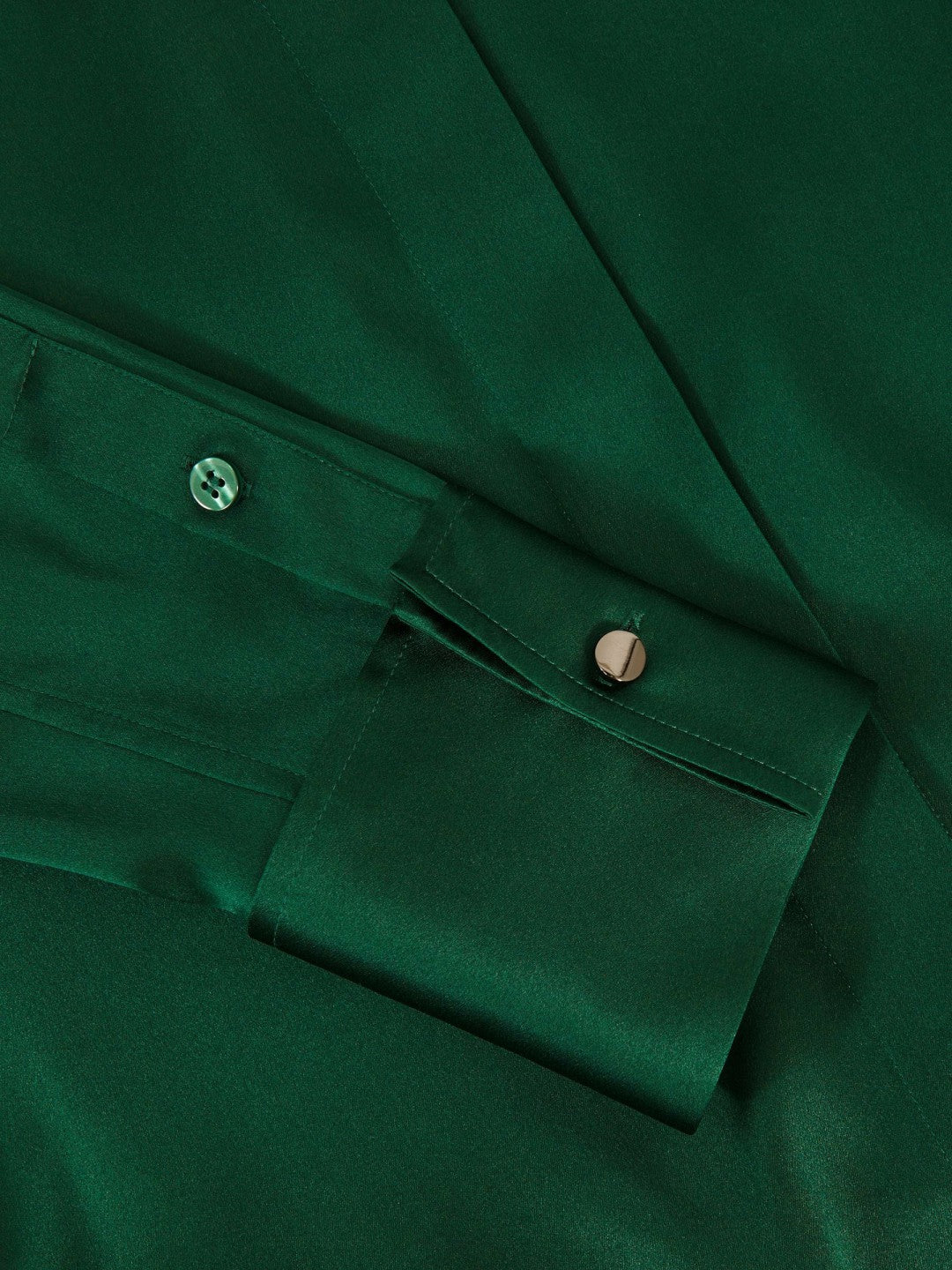 Reiss | Silk-Satin Concealed-Placket Shirt in Green