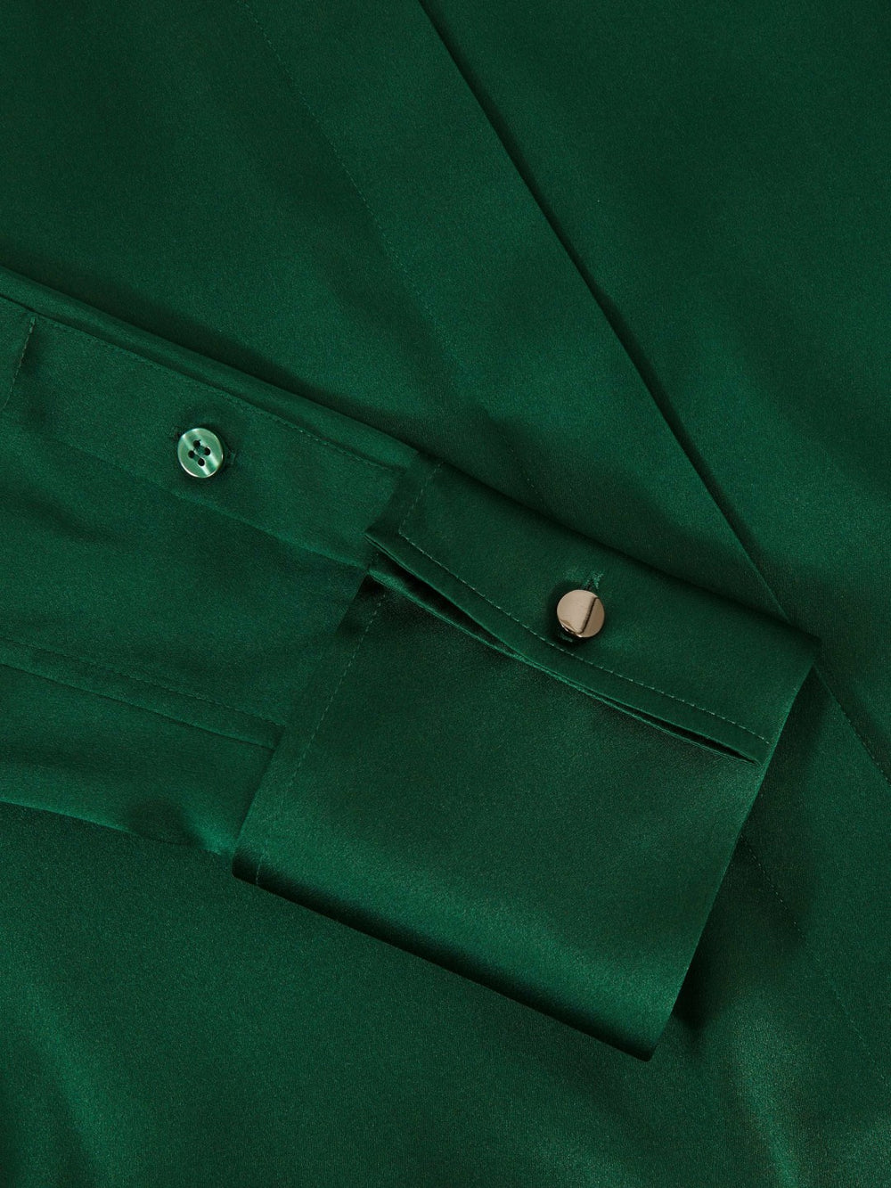 Reiss | Silk-Satin Concealed-Placket Shirt in Green