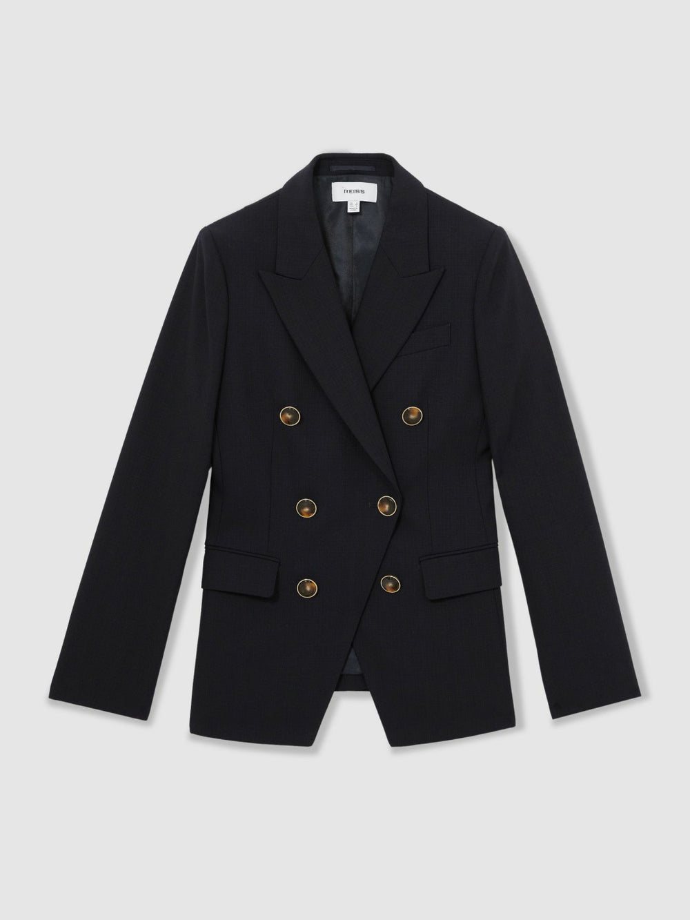 Reiss | Petite Wool-Blend Double-Breasted Blazer in Navy