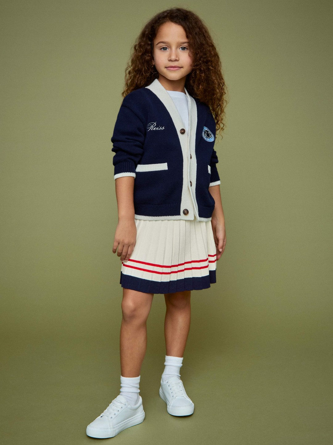 Reiss | 9-13 yrs SmileyWorld Tennis Skirt in Off White