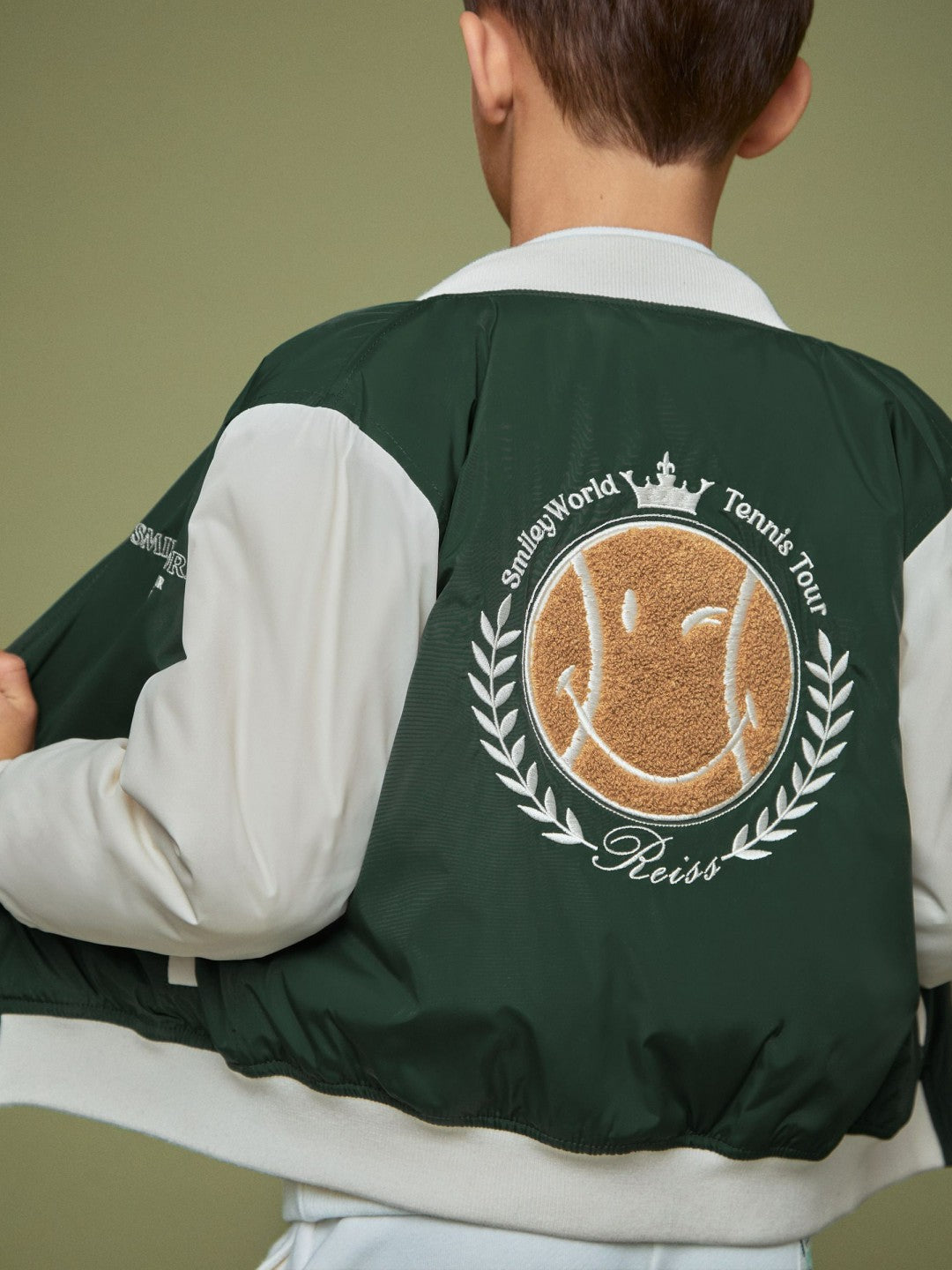 Reiss | 9-13 yrs SmileyWorld Bomber Jacket in Dark Green