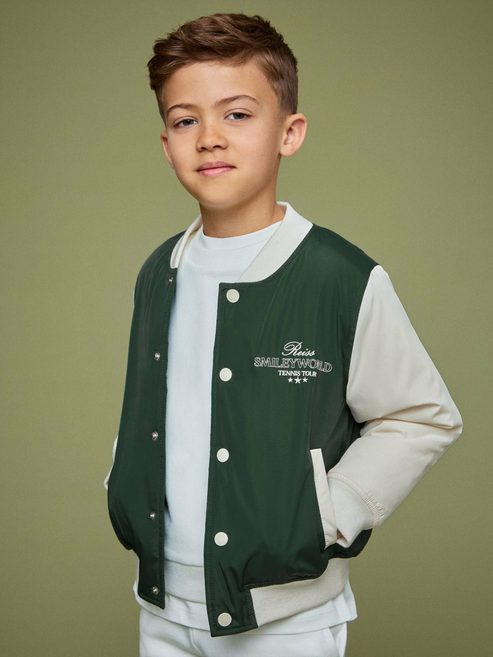 Reiss | 13-14 yrs SmileyWorld Bomber Jacket in Dark Green