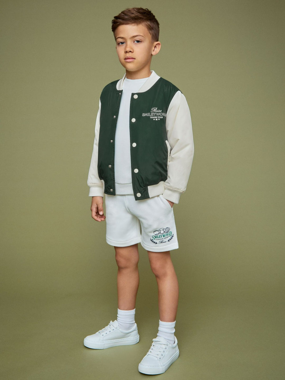 Reiss | 3-9 yrs SmileyWorld Bomber Jacket in Dark Green