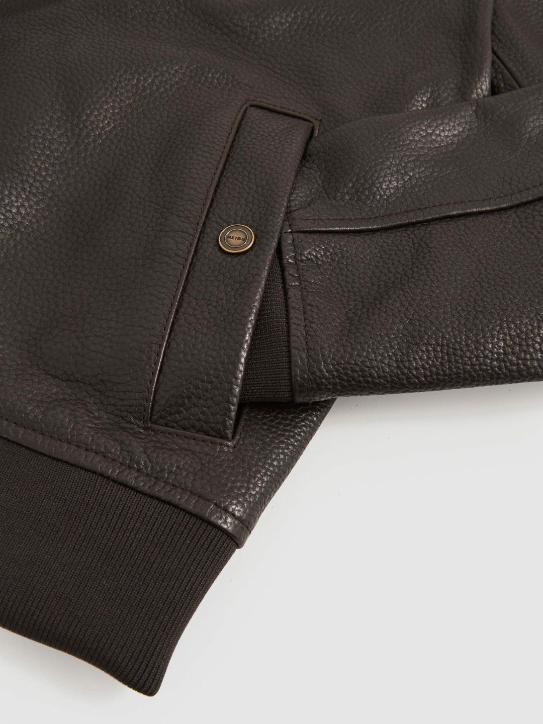 Reiss | Leather Bomber Jacket in Brown