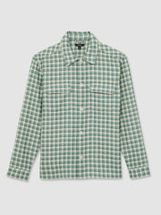 Reiss | Woven Check Twin Pocket Overshirt in Green Multi