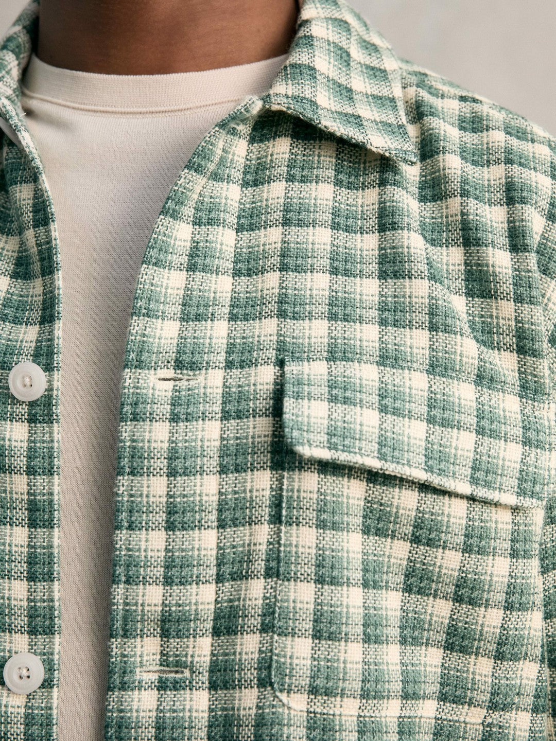 Reiss | Woven Check Twin Pocket Overshirt in Green Multi