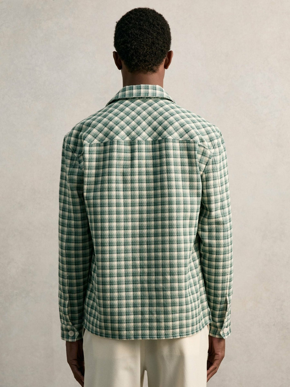 Reiss | Woven Check Twin Pocket Overshirt in Green Multi