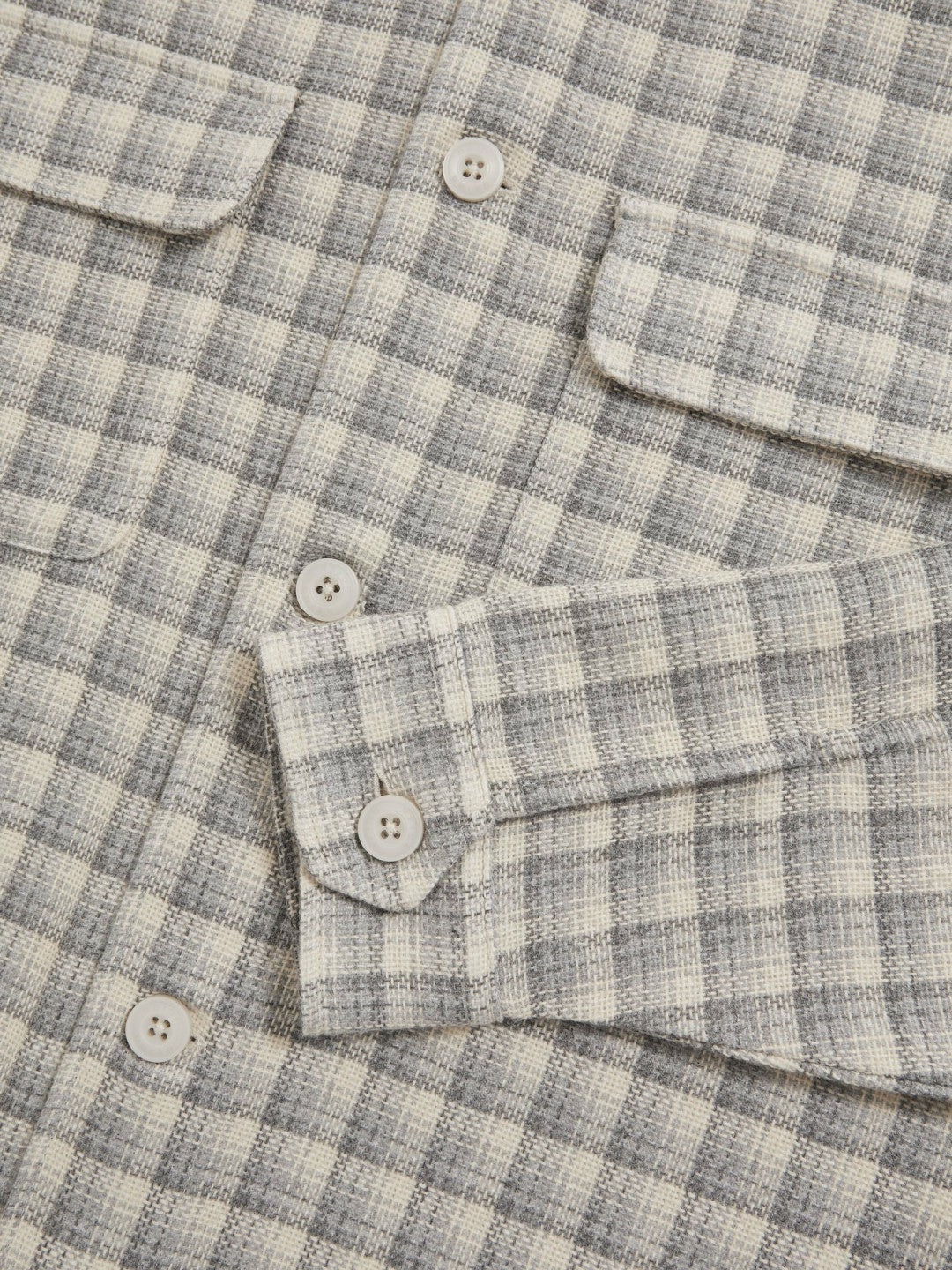 Reiss | Woven Check Twin Pocket Overshirt in Light Grey