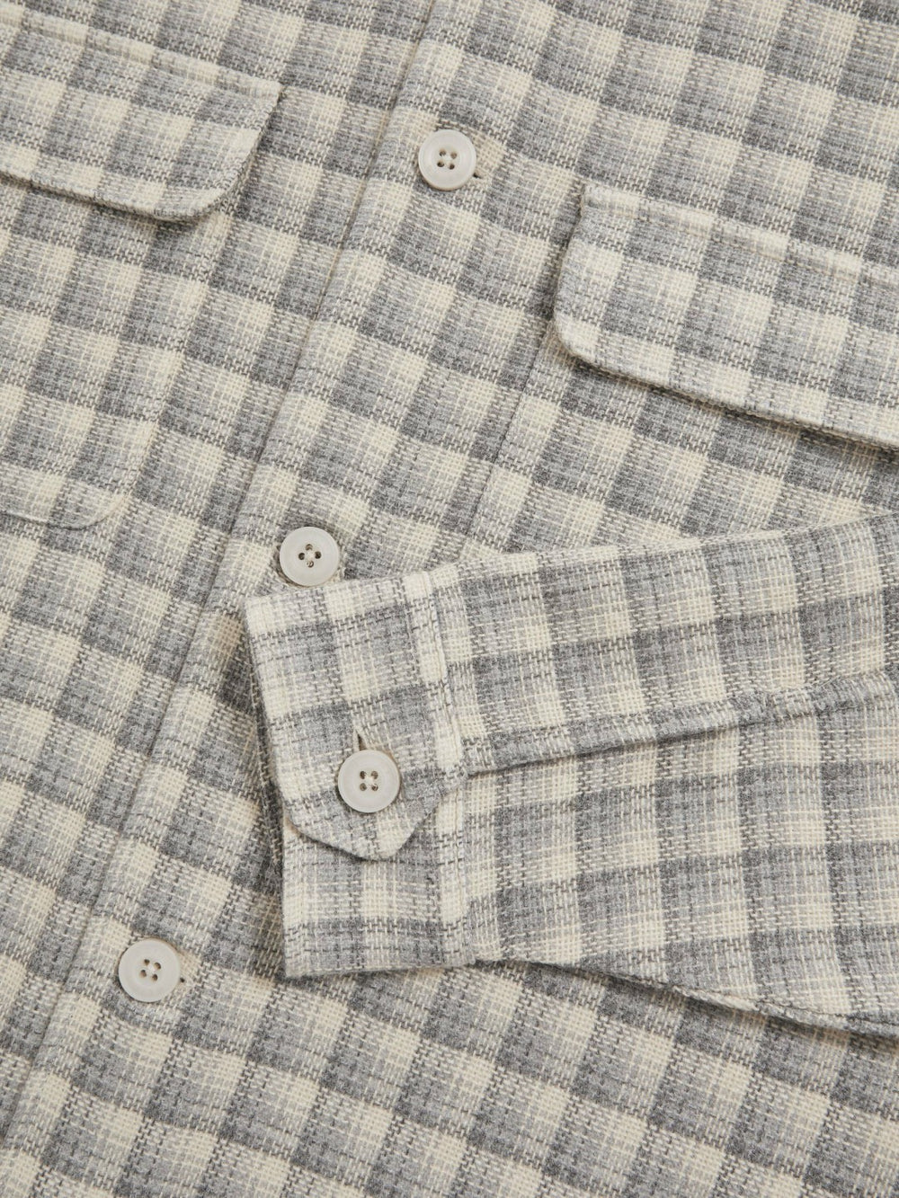 Reiss | Woven Check Twin Pocket Overshirt in Light Grey