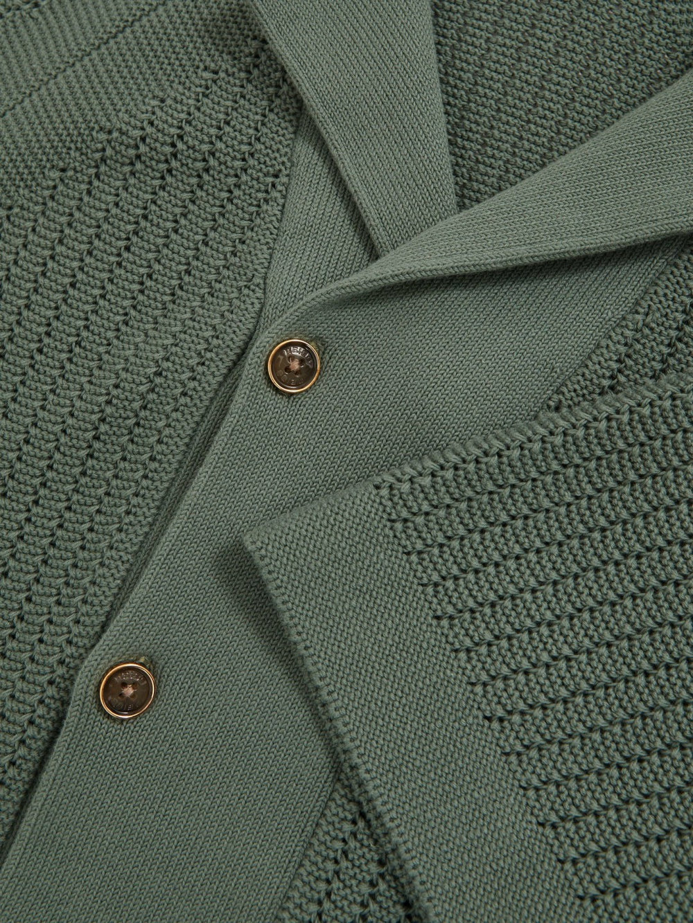 Reiss | Cotton Textured-Knit Cuban-Collar Shirt in Pine Green