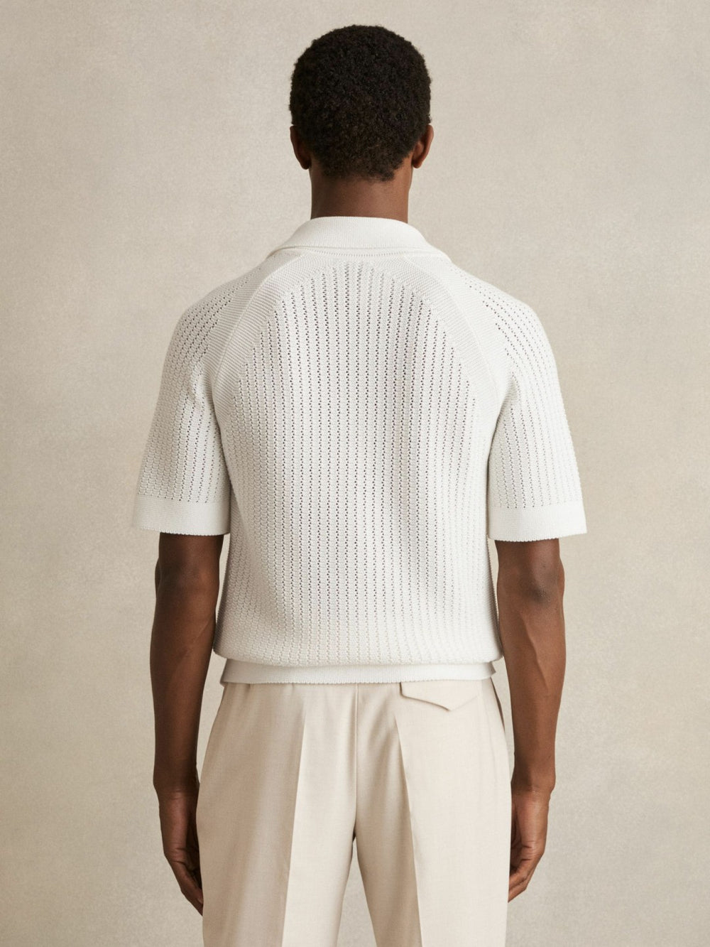 Reiss | Cotton Textured-Knit Cuban-Collar Shirt in White