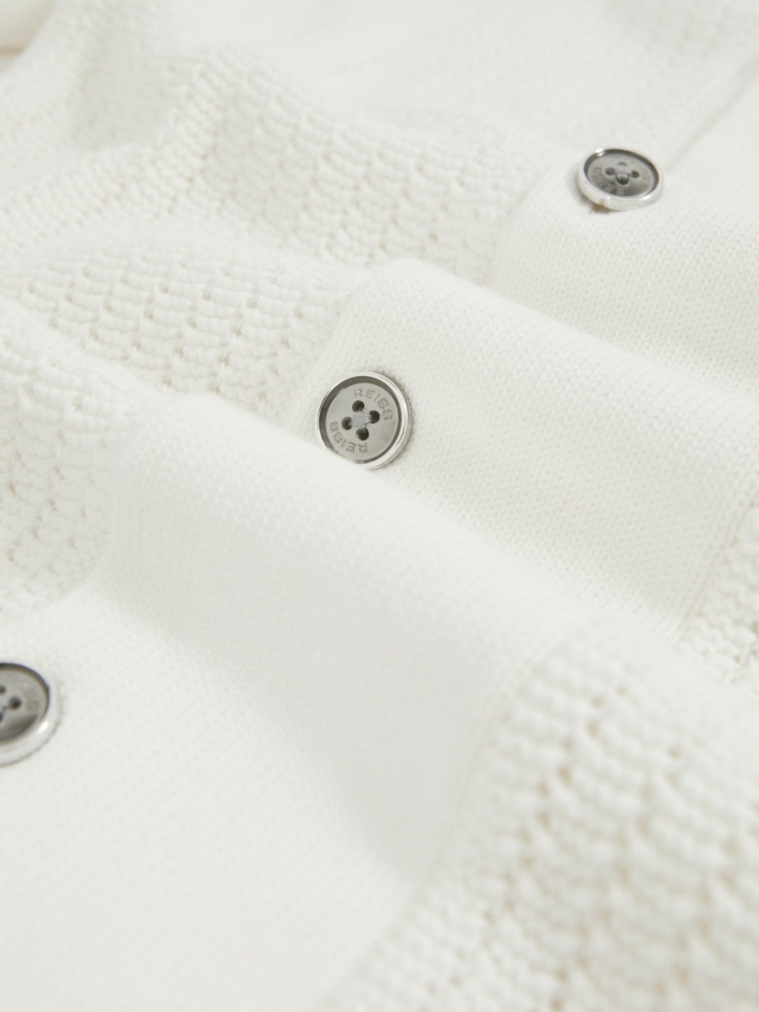 Reiss | Cotton Textured-Knit Cuban-Collar Shirt in White