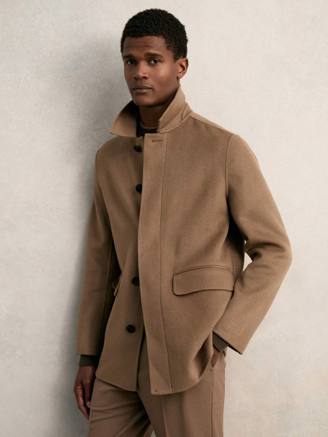 Reiss | Wool Blend Double Face Button Jacket in Brown