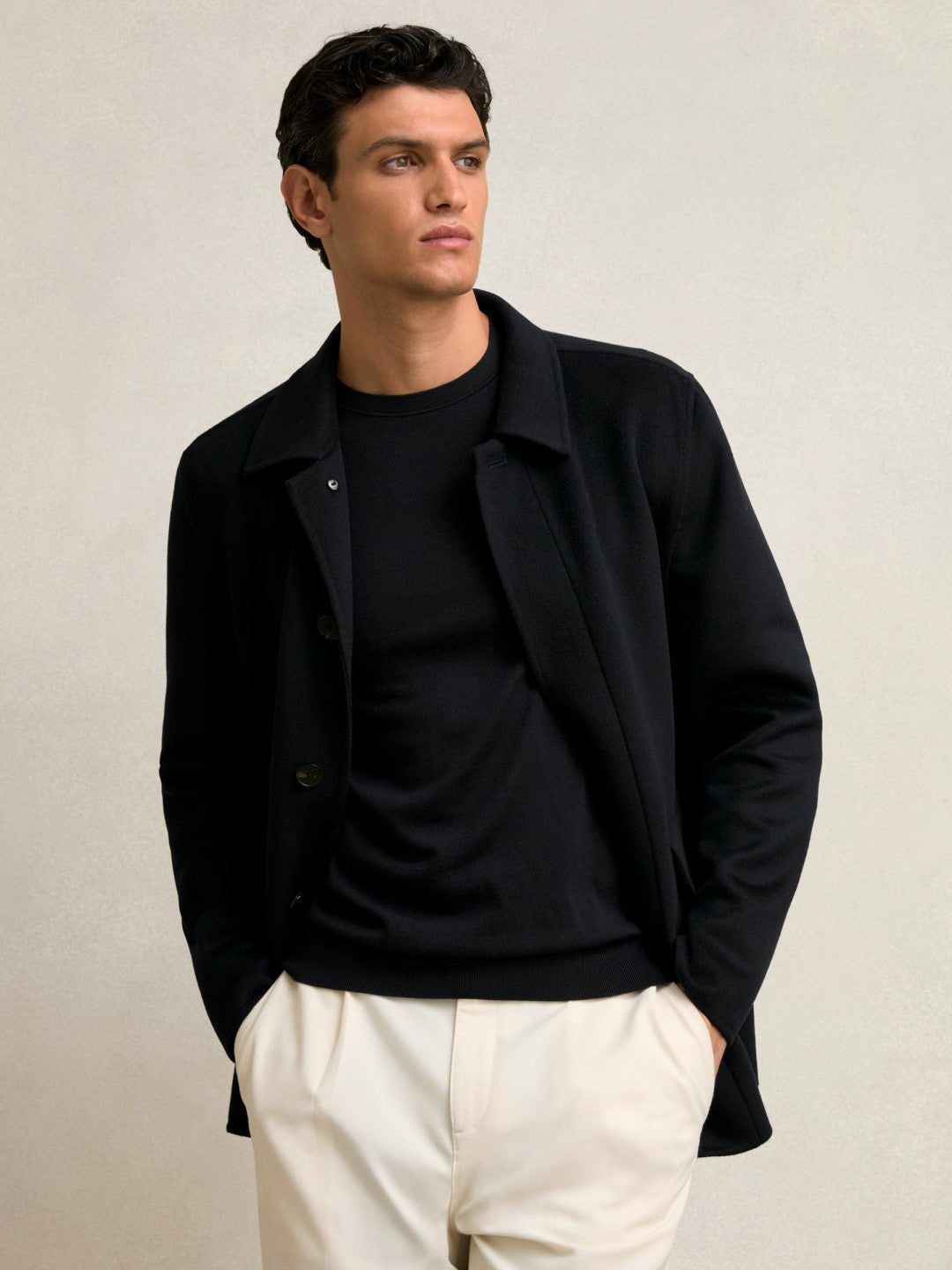 Reiss | Wool Blend Double Face Button Jacket in Navy