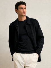 Reiss | Wool Blend Double Face Button Jacket in Navy