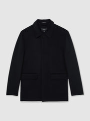 Reiss | Wool Blend Double Face Button Jacket in Navy