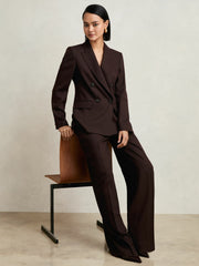 Reiss | Petite Wool-Blend Double-Breasted Suit Blazer in Aubergine