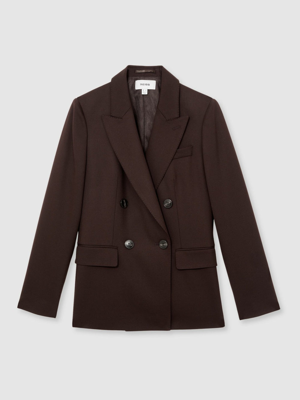 Reiss | Petite Wool-Blend Double-Breasted Suit Blazer in Aubergine