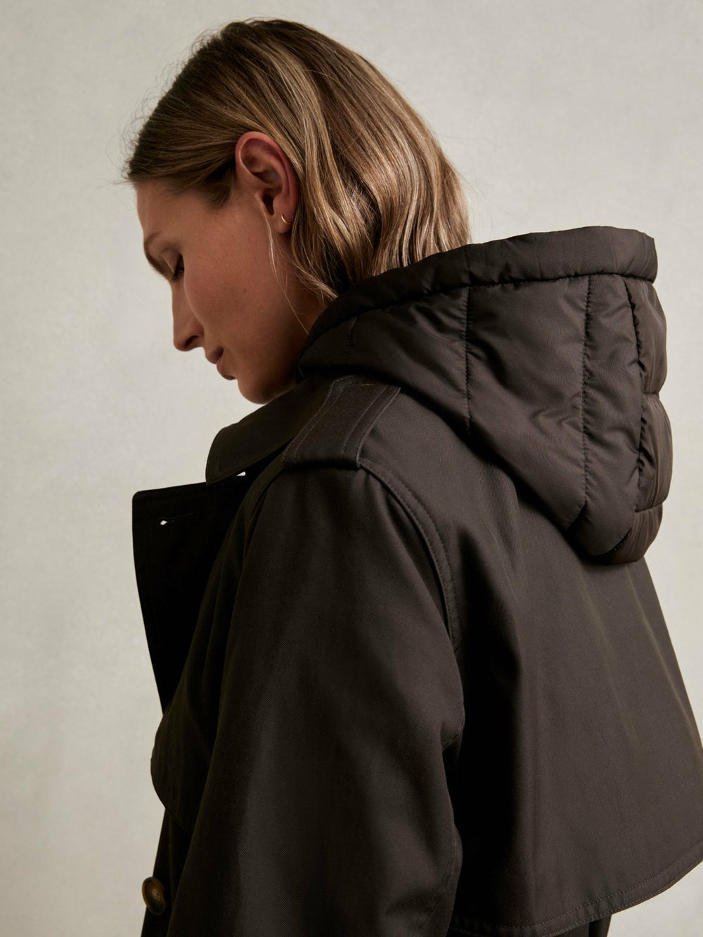 Reiss | Hooded Insert Trench Coat in Chocolate Brown