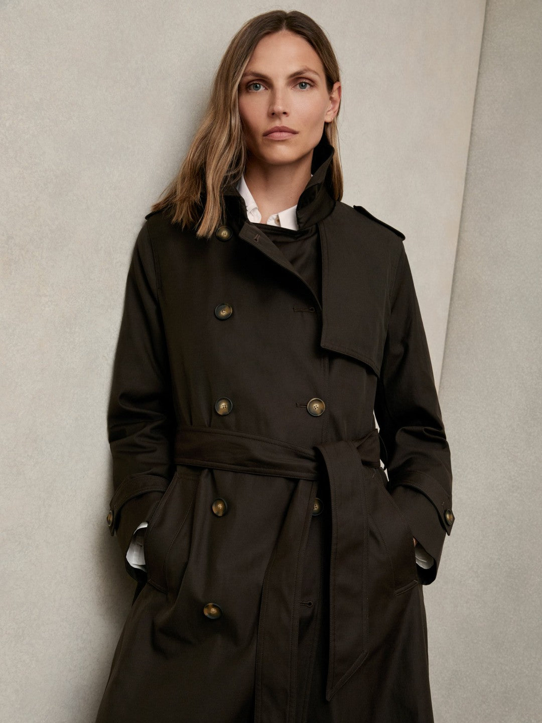 Reiss | Hooded Insert Trench Coat in Chocolate Brown