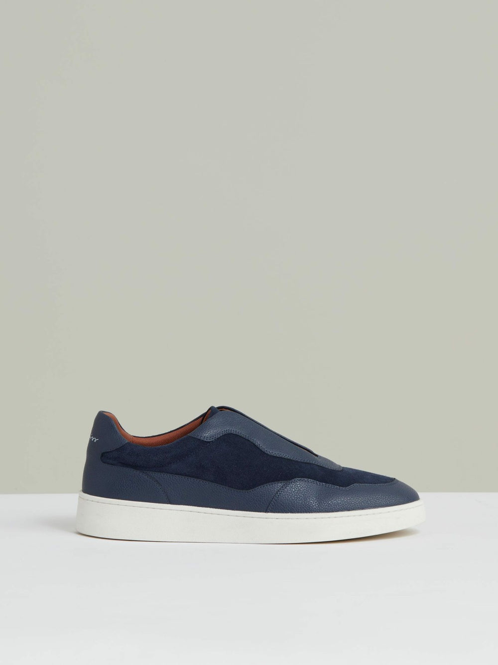 Reiss | Leather Elasticated-Lace Trainers in Navy Blue