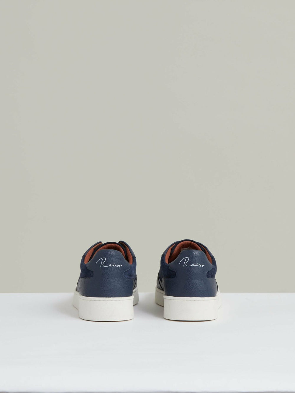 Reiss | Leather Elasticated-Lace Trainers in Navy Blue