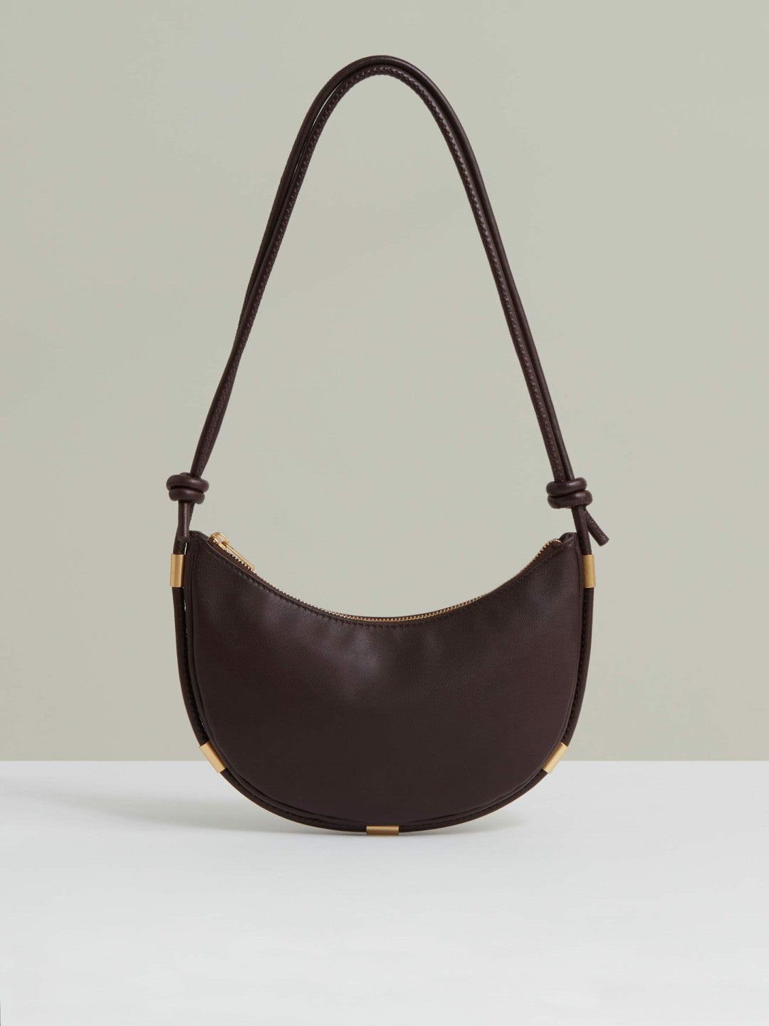 Reiss | Leather Rope Strap Shoulder Bag in Oxblood