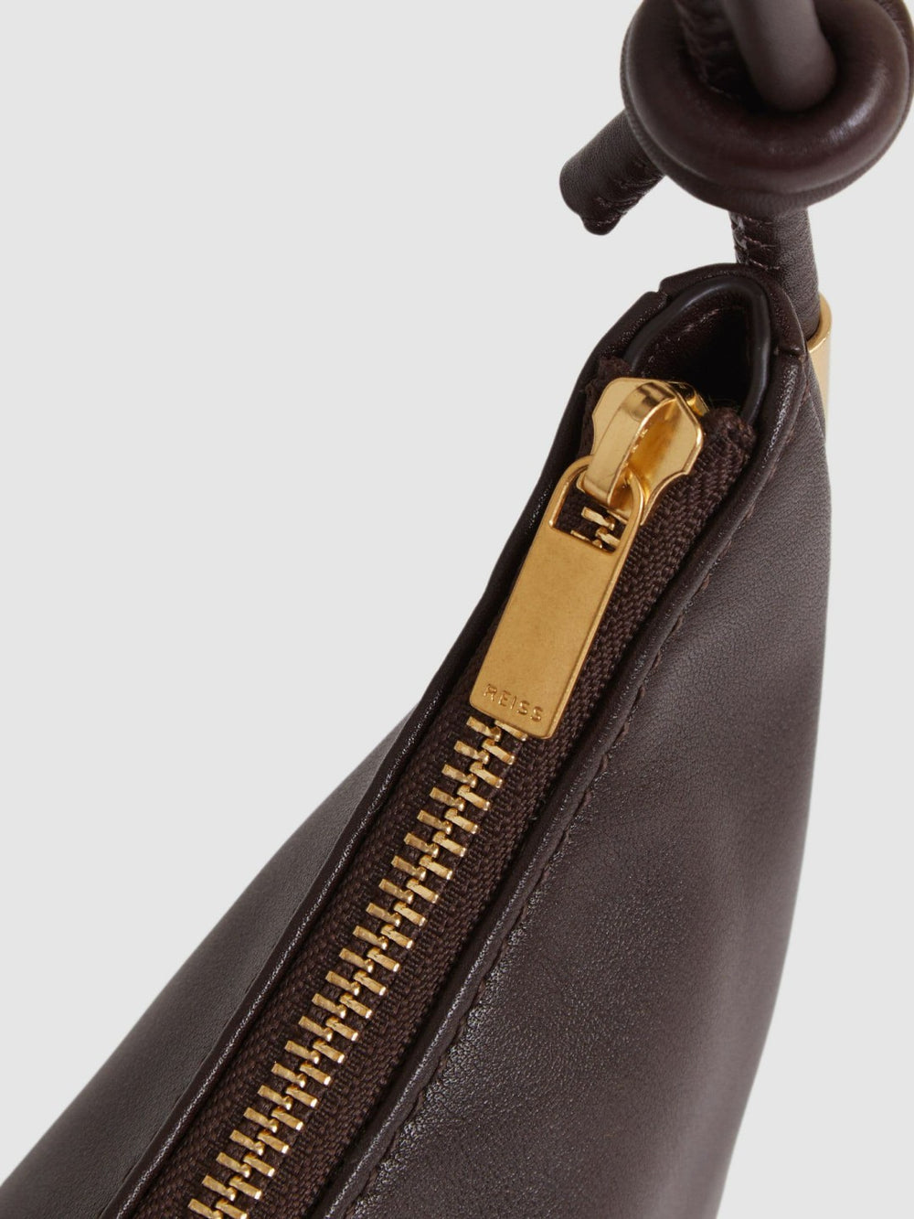 Reiss | Leather Rope Strap Shoulder Bag in Oxblood
