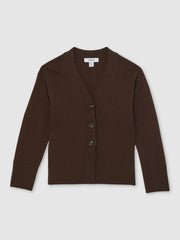 Reiss | 4-9 yrs Wool-Blend Fitted Cardigan With Cashmere in Brown