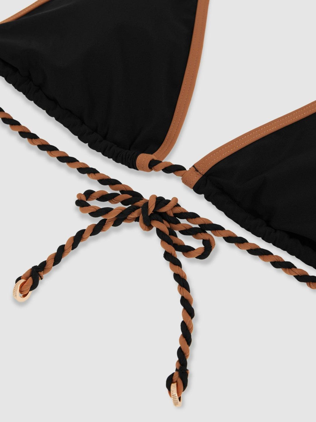 Reiss | Triangle Twist-Strap Bikini Top in Black/Brown