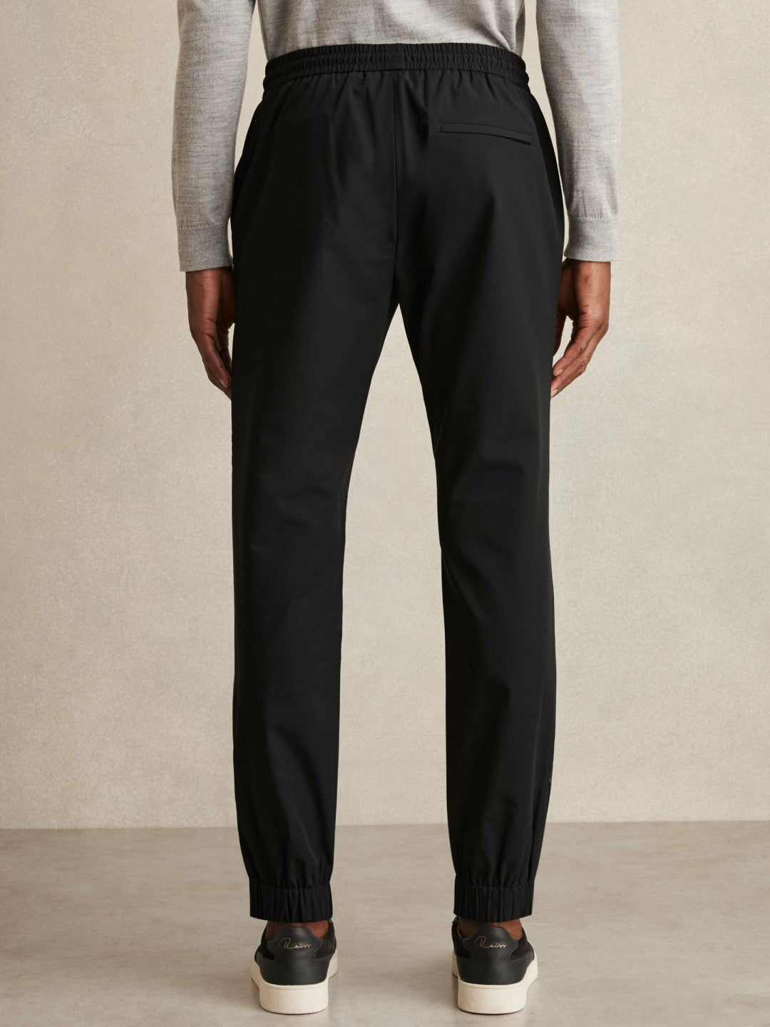 Reiss | Drawstring Technical Cuffed Trousers in Black