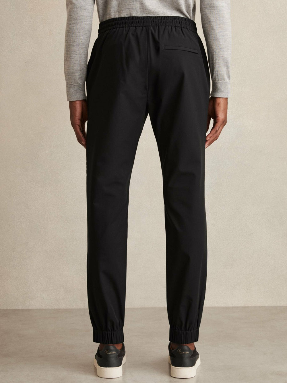 Reiss | Drawstring Technical Cuffed Trousers in Black