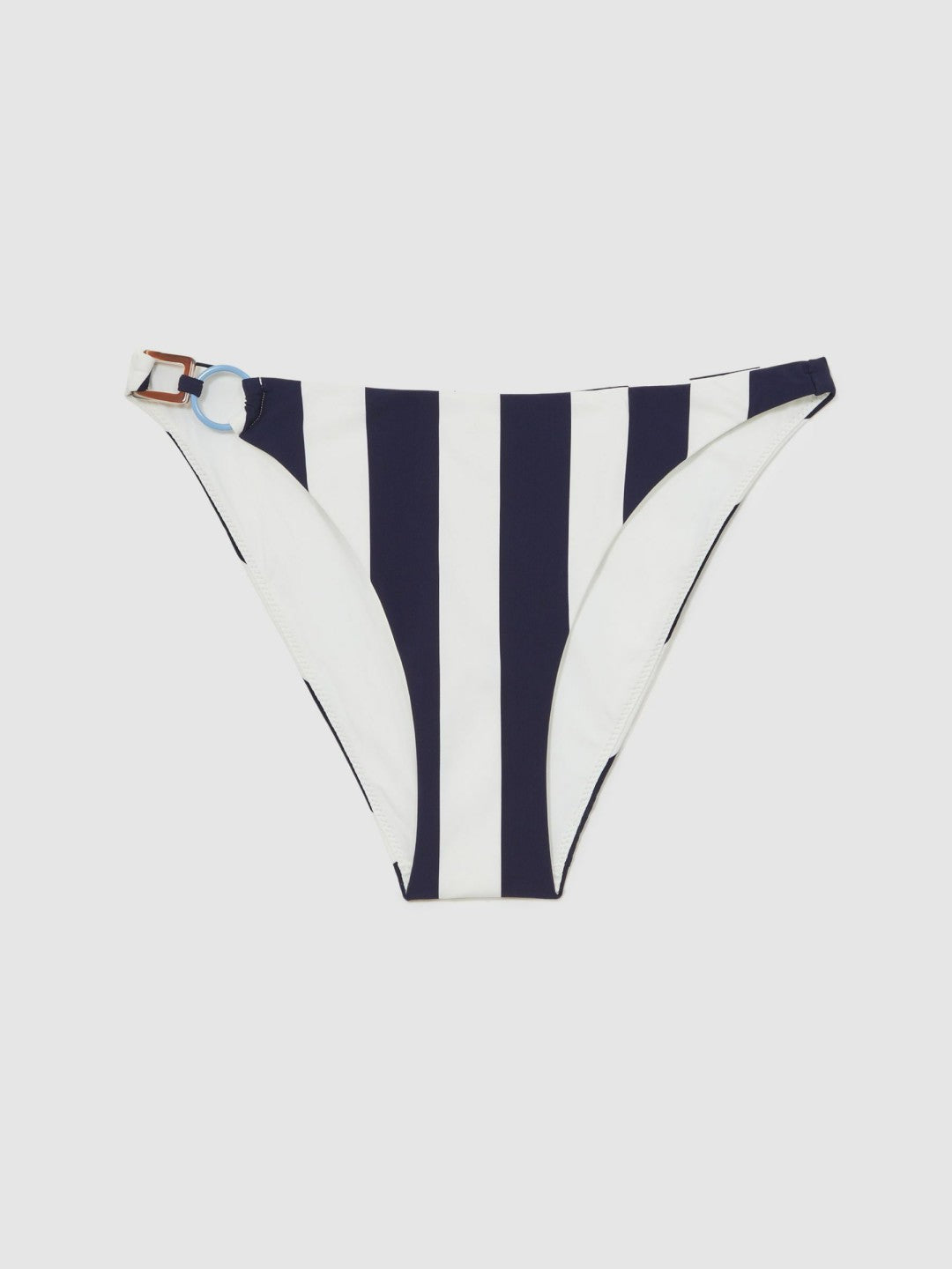 Reiss | Stripe Ring-Detail Bikini Bottoms in Navy/Brown