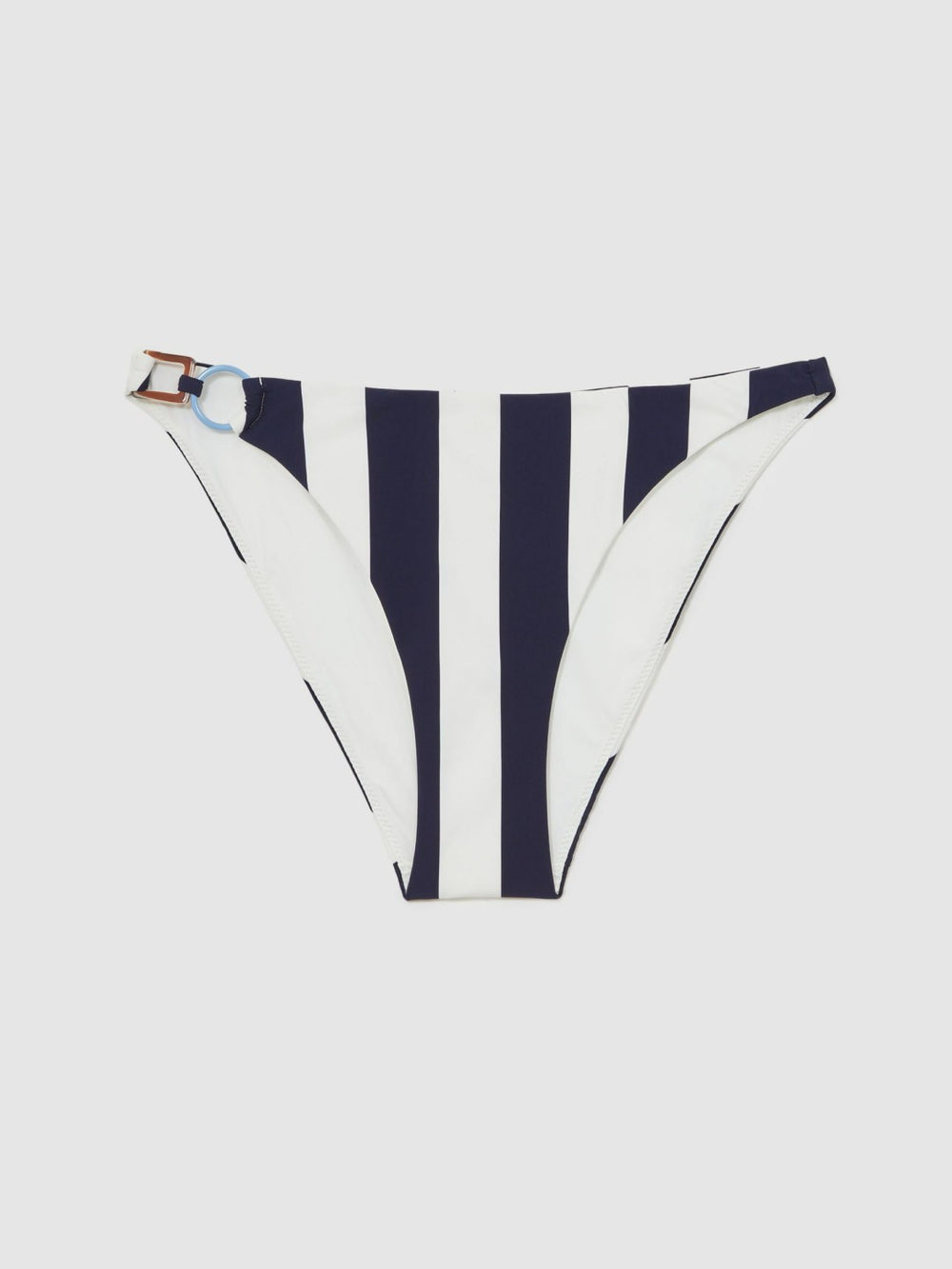 Reiss | Stripe Ring-Detail Bikini Bottoms in Navy/Brown