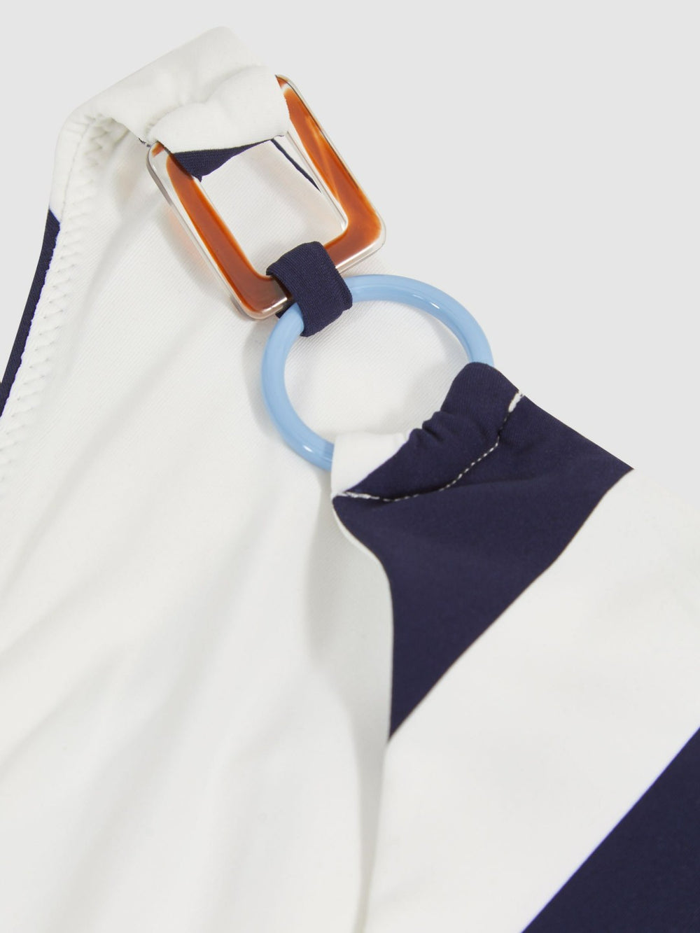 Reiss | Stripe Ring-Detail Bikini Bottoms in Navy/Brown