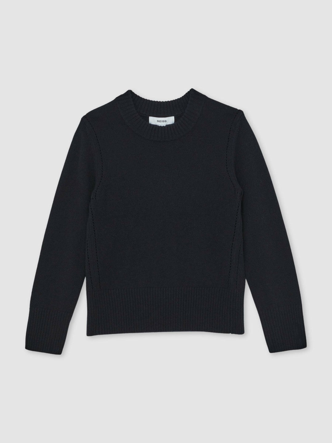 Reiss | 13-14 yrs Wool-Blend Open-Stitch Jumper with Cashmere in Navy