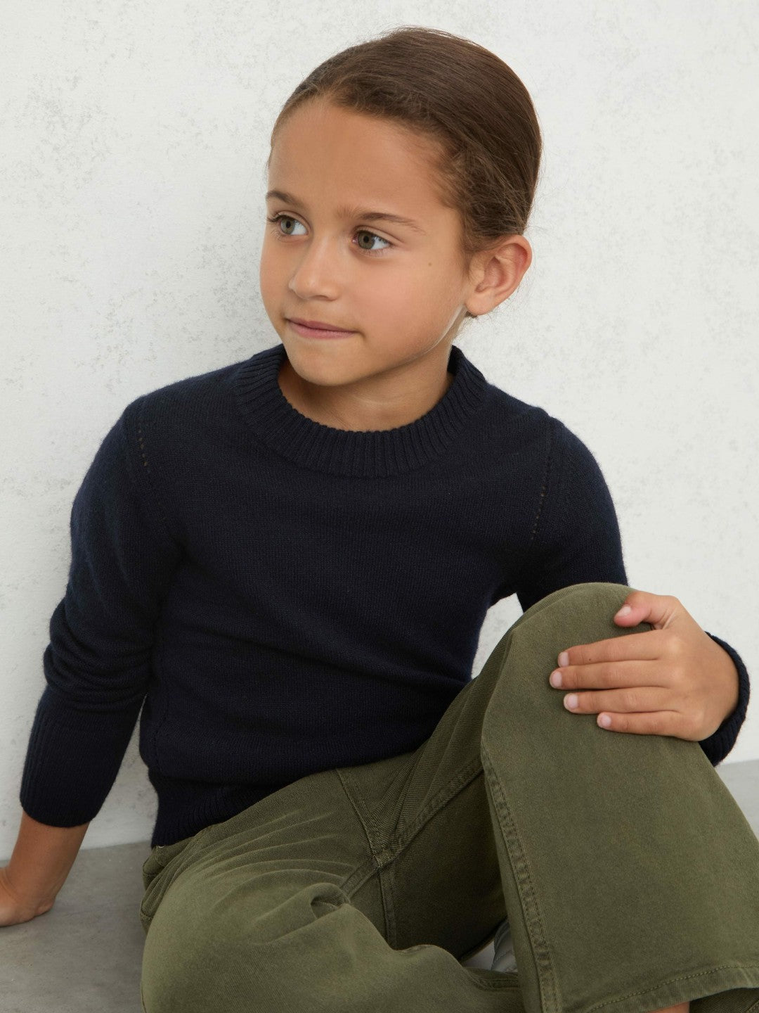 Reiss | 13-14 yrs Wool-Blend Open-Stitch Jumper with Cashmere in Navy