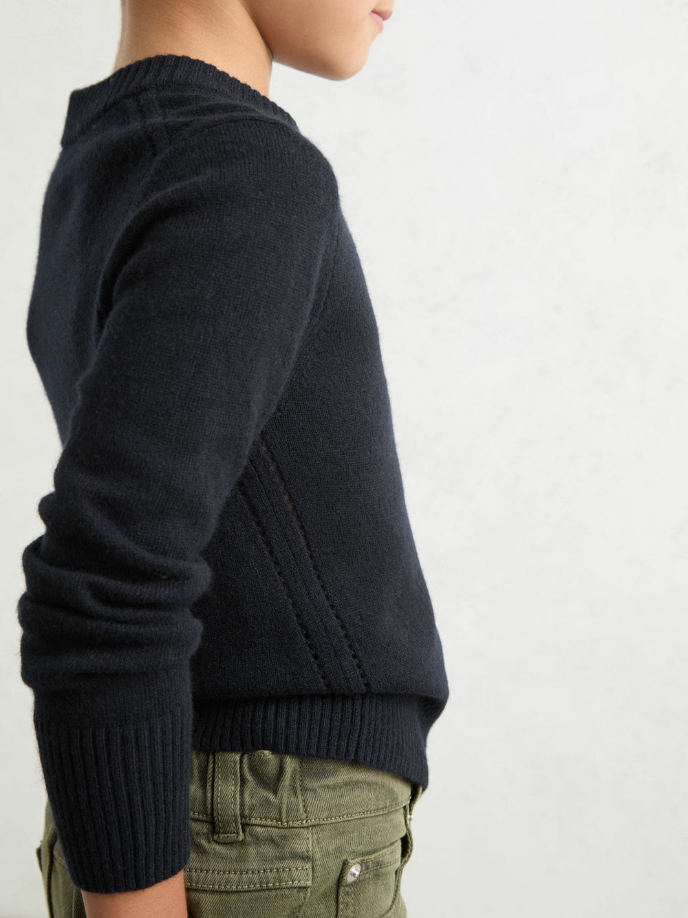 Reiss | 13-14 yrs Wool-Blend Open-Stitch Jumper with Cashmere in Navy