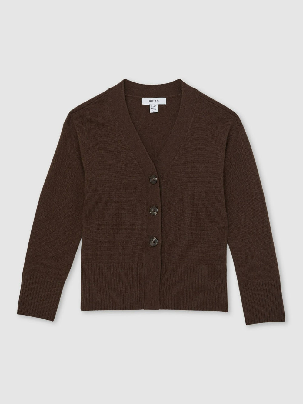 Reiss | 9-13 yrs Wool-Blend Fitted Cardigan With Cashmere in Brown