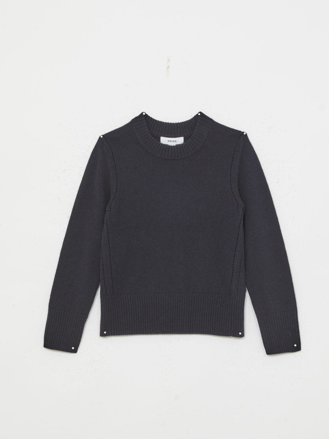 Reiss | 3-9 yrs Wool-Blend Open-Stitch Jumper with Cashmere in Navy
