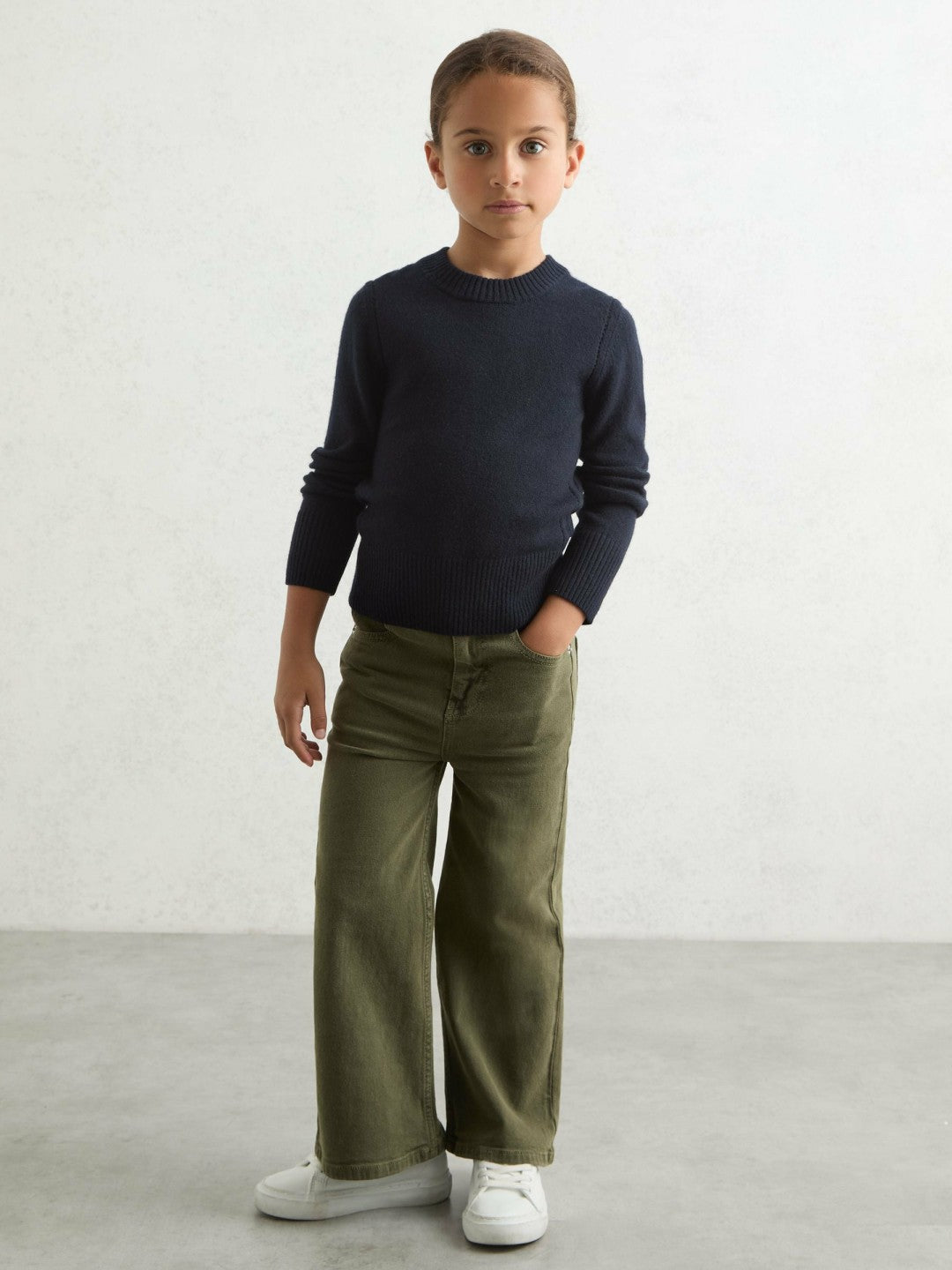 Reiss | 3-9 yrs Wool-Blend Open-Stitch Jumper with Cashmere in Navy