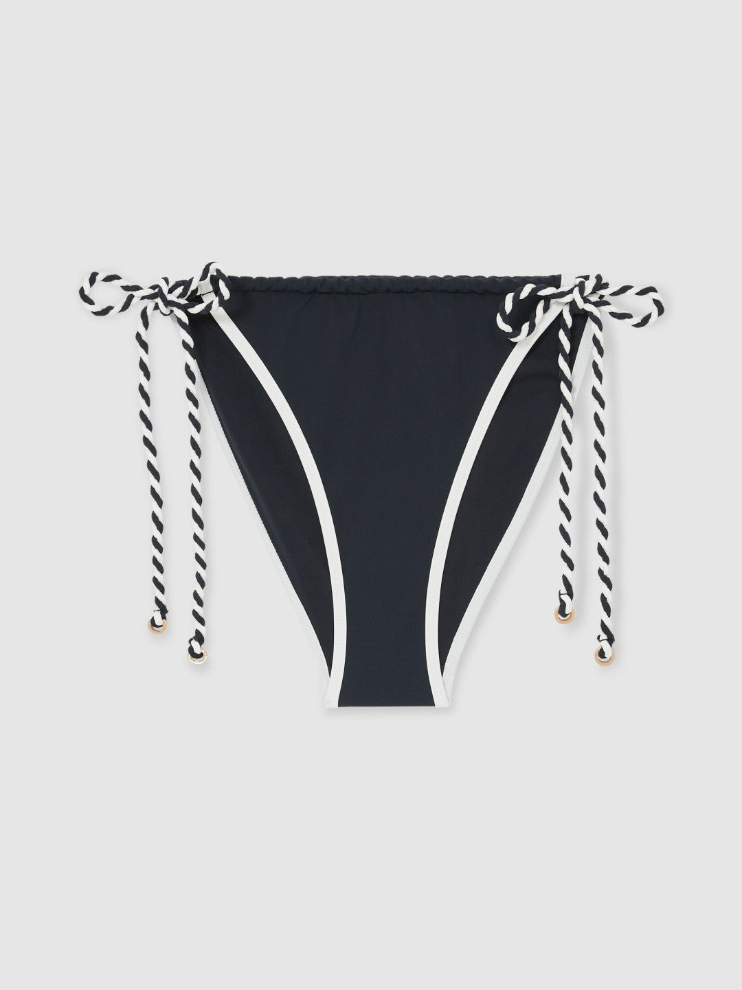Reiss | Twist-Strap Tie-Side Bikini Bottoms in Navy/White
