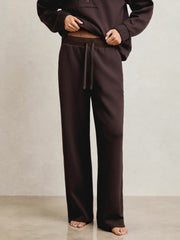 Reiss | Wide-Leg Interlock Drawstring Joggers in Plum