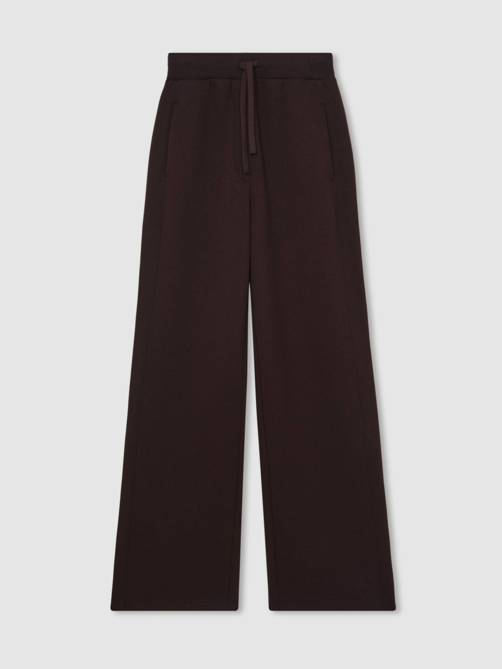 Reiss | Wide-Leg Interlock Drawstring Joggers in Plum