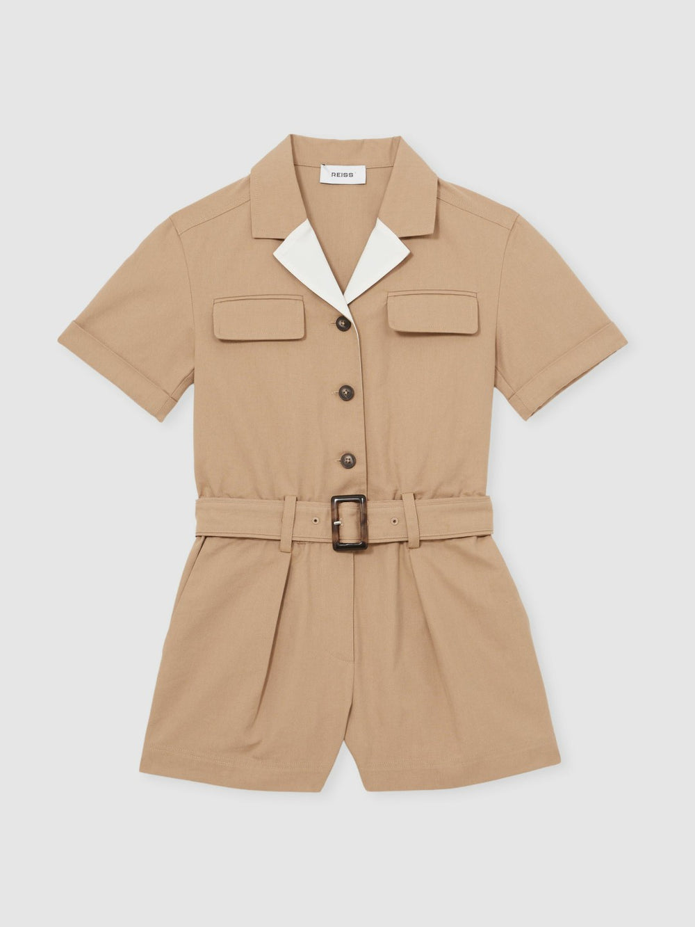 Reiss | 3-9 yrs Cotton-Lyocell Utility Playsuit in Camel
