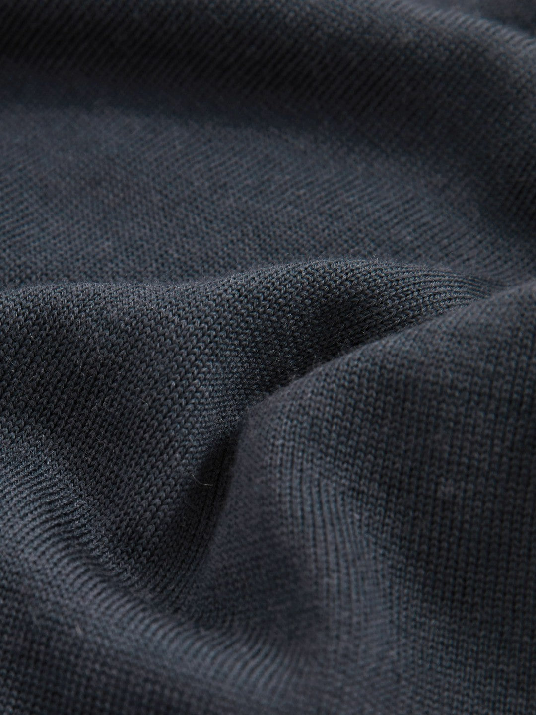 Reiss | Merino Wool Open-Collar Polo Shirt in Midnight Navy