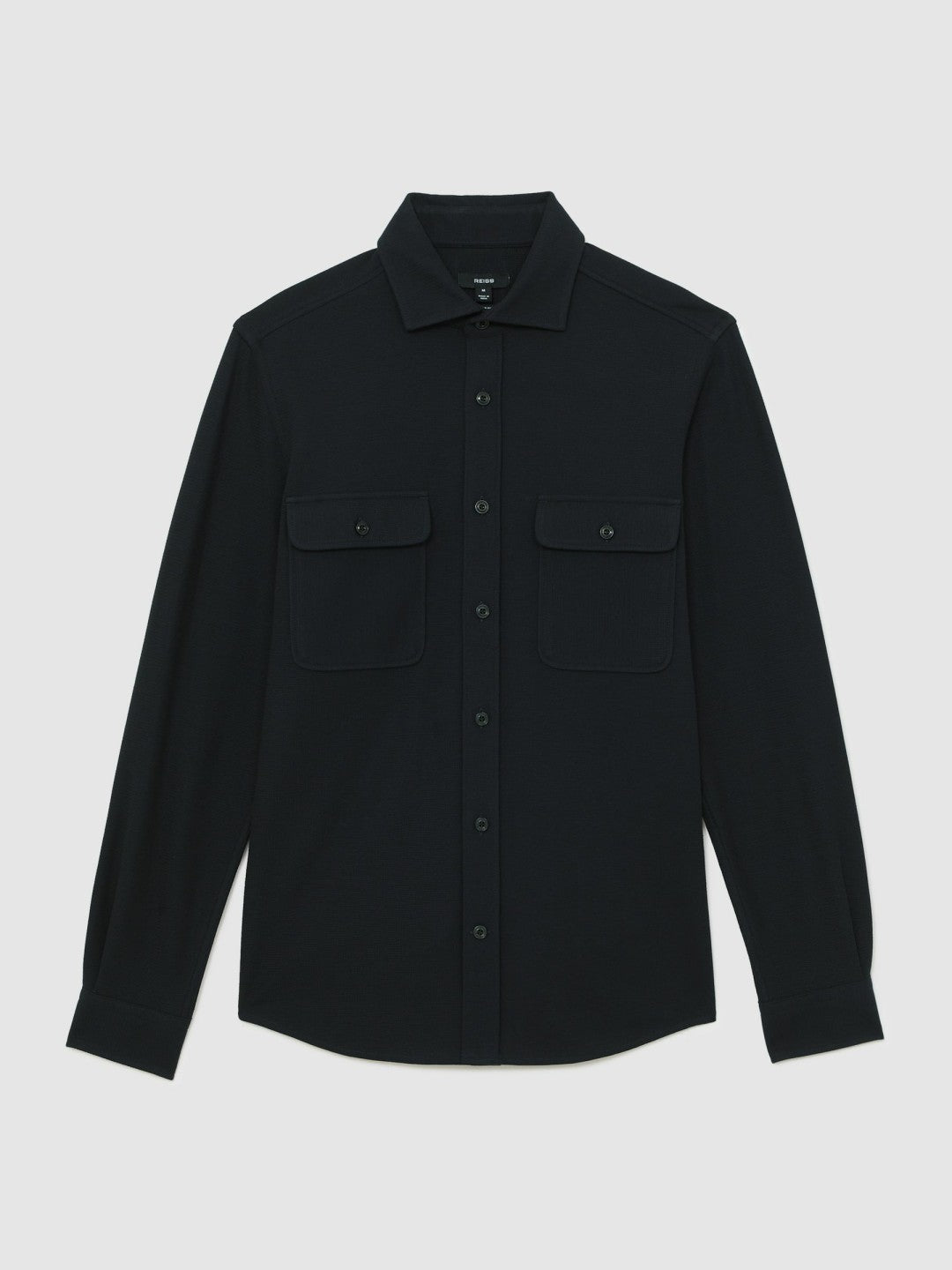 Reiss | Textured Twin Pocket Cotton Blend Overshirt in Navy