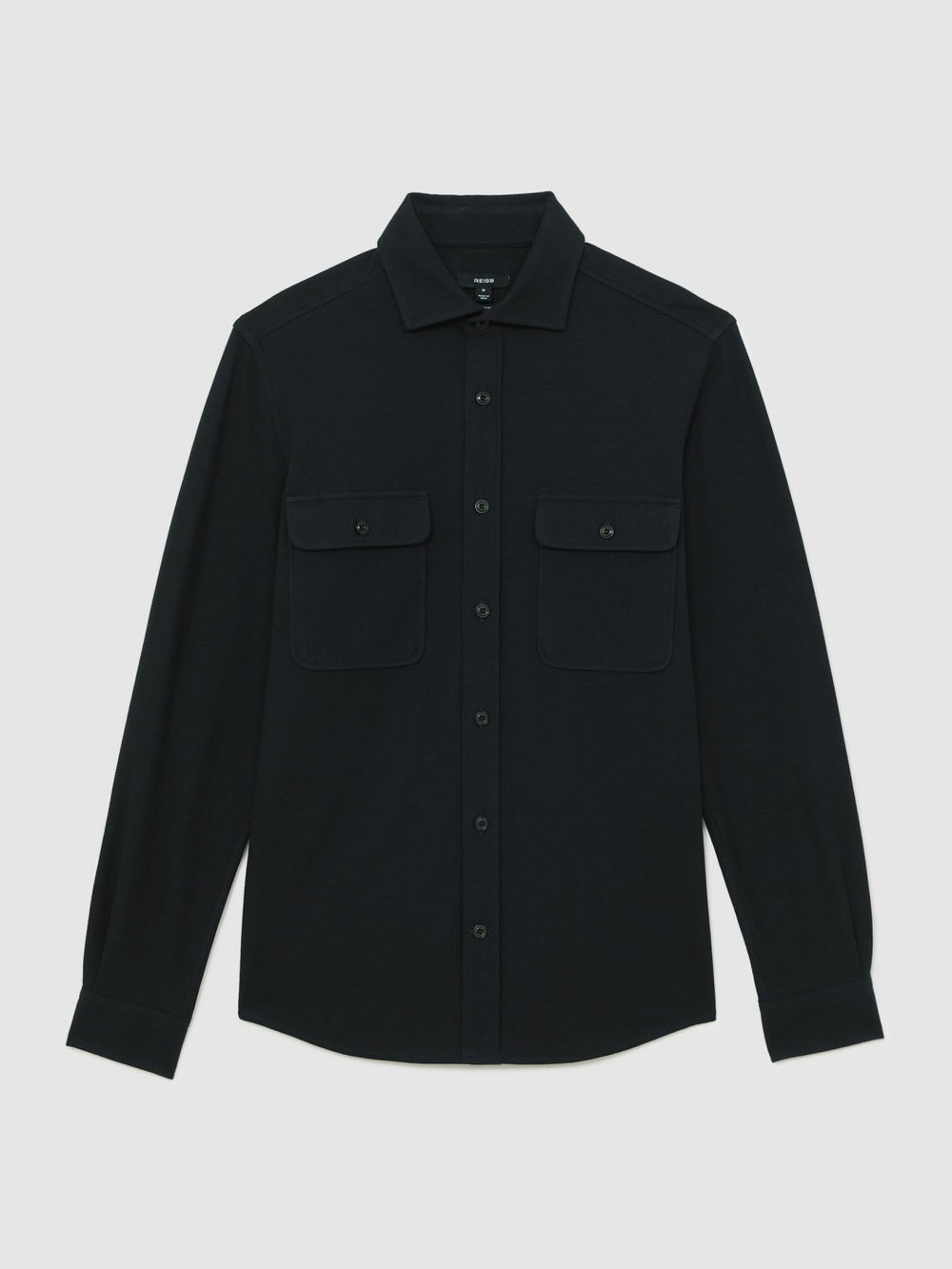 Reiss | Textured Twin Pocket Cotton Blend Overshirt in Navy