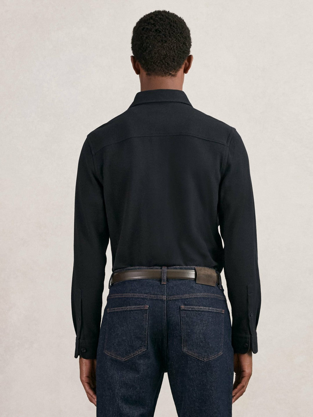 Reiss | Textured Twin Pocket Cotton Blend Overshirt in Navy